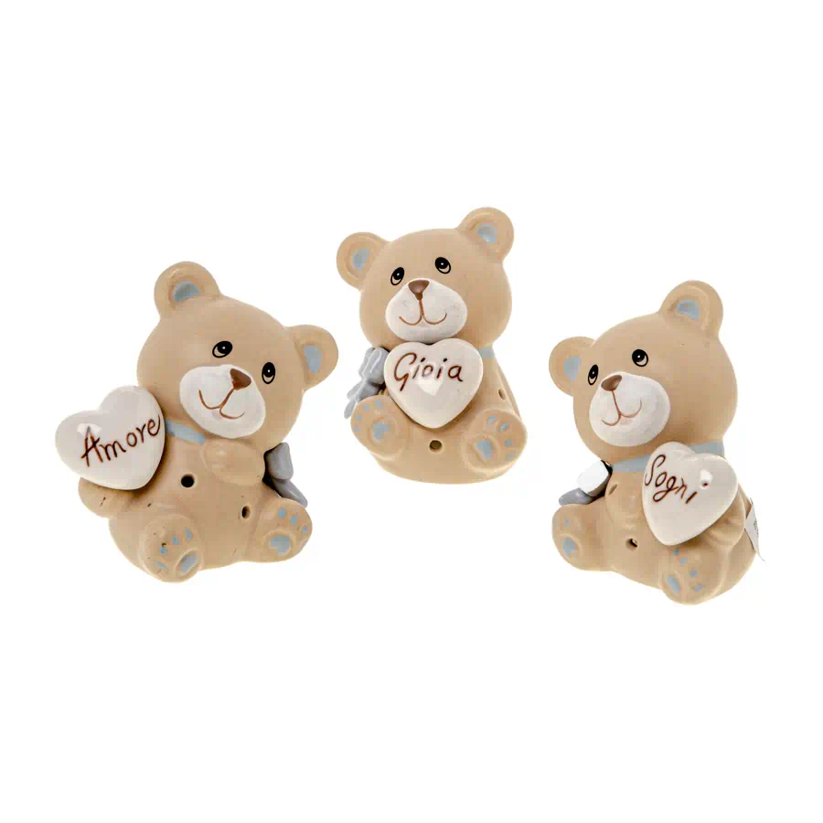 BOMBONIERA ORSO CELESTE CUORE LED - ETM