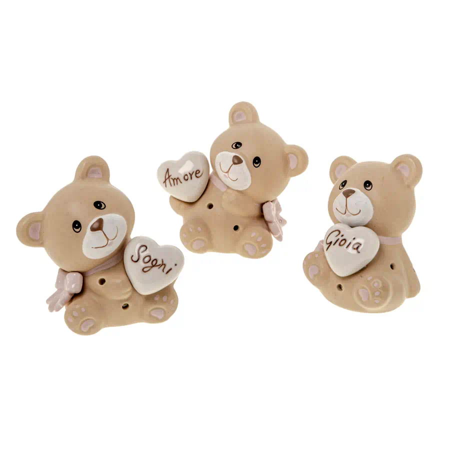 BOMBONIERA ORSO CUORE LED ROSA- ETM