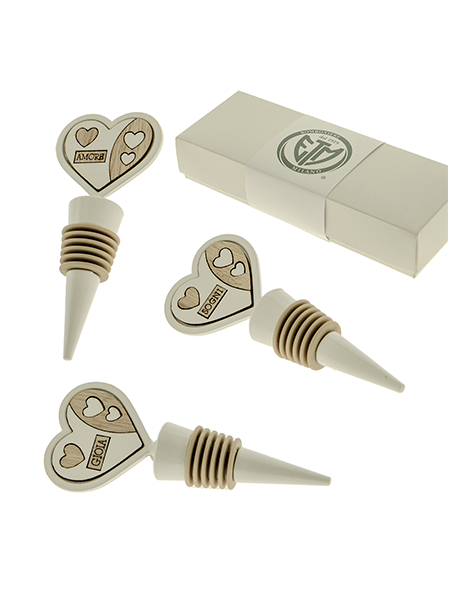 BOMBONIERA UTENSILE TAPPO ERMETICO CUORE CON FRASE - ETM