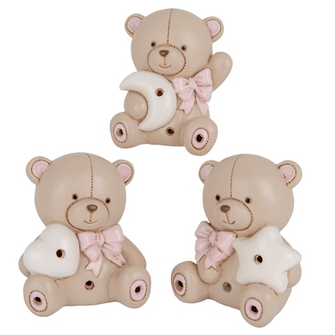 Bomboniere Battesimo Orsetto Rosa Led con Cuori