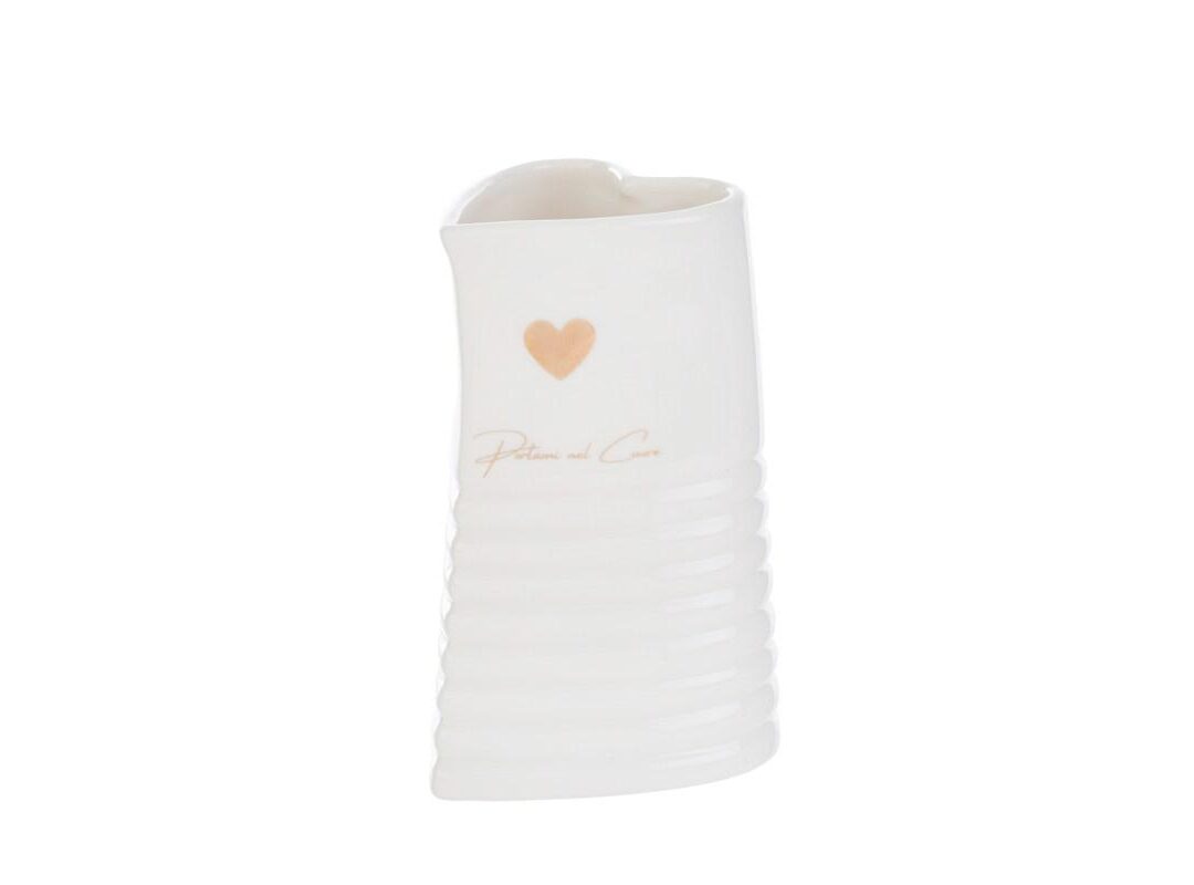 BOMBONIERA MATRIMONIO VASO PORCELLANA BIANCO CON CUORE