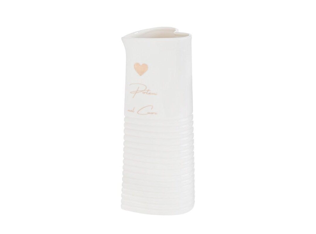 BOMBONIERA MATRIMONIO VASO PORCELLANA BIANCO CON CUORE