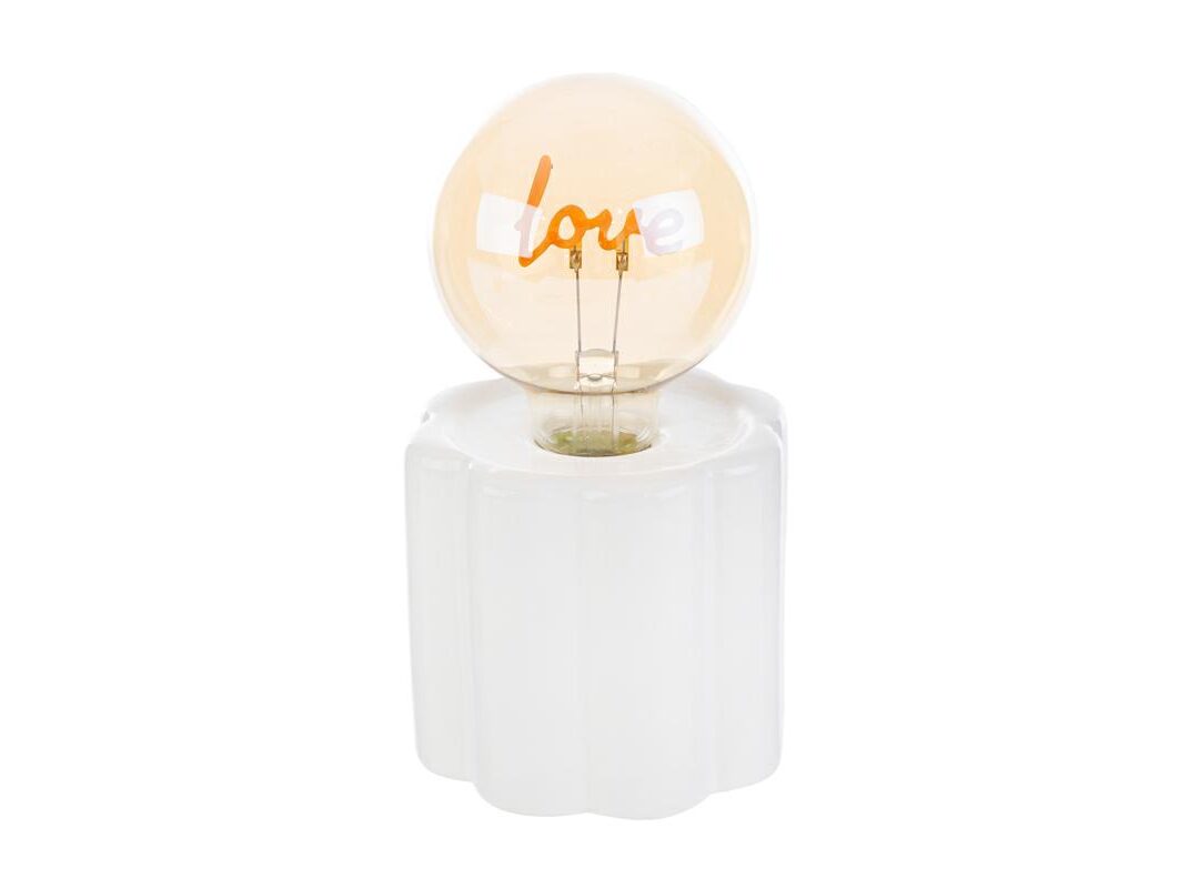 BOMBONIERA BATTESIMO LAMPADA PORCELLANA LED LOVE BIANCA C/SHOPPER