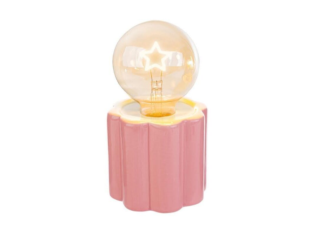 BOMBONIERA BATTESIMO LAMPADA PORCELLANA LED LOVE ROSA C/SHOPPER