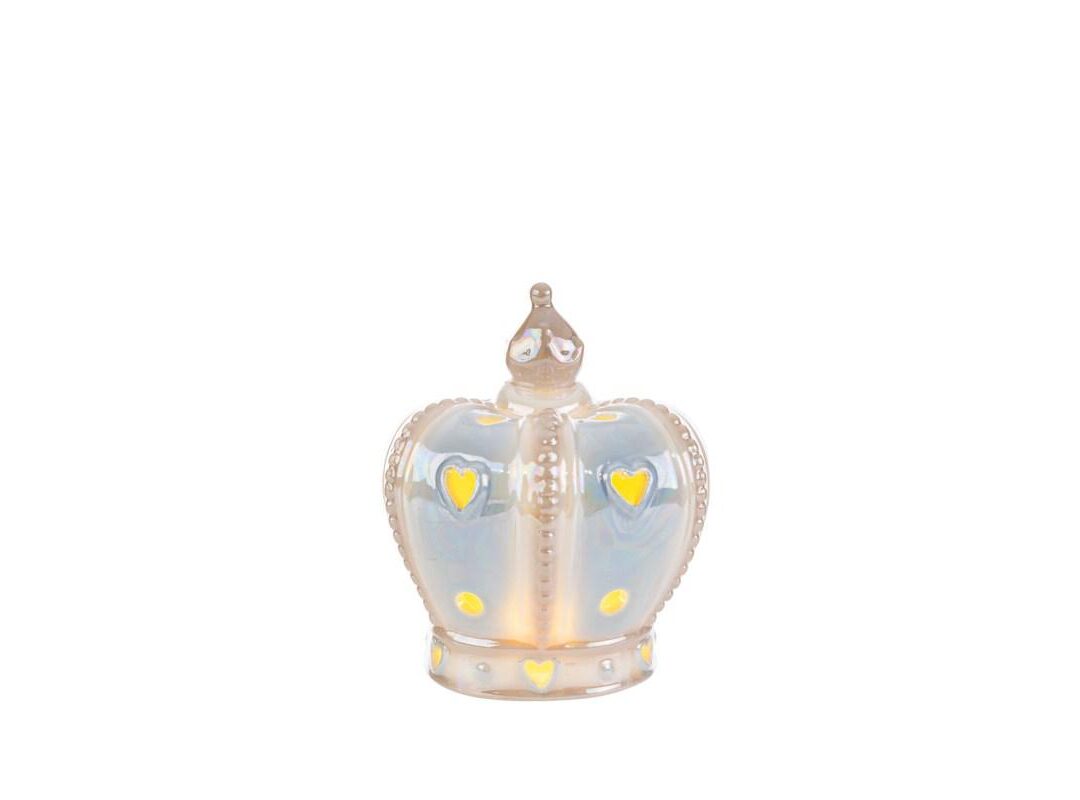BOMBONIERA BATTESIMO CORONA PORCELLANA LED CELESTE C/SHOPPER