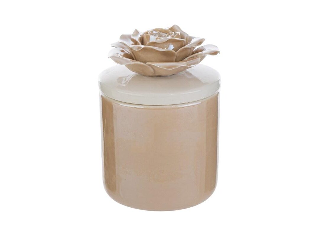 BOMBONIERA MATRIMONIO CANDELA SCATOLA PORCELLANA BEIGE CON ASTUCCIO
