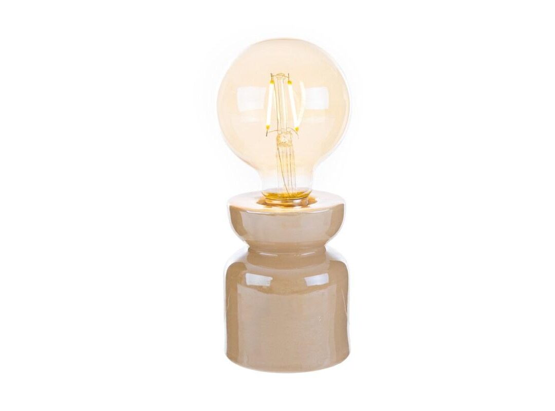 BOMBONIERA MATRIMONIO LAMPADA PORCELLANA BEIGE CON SHOPPER