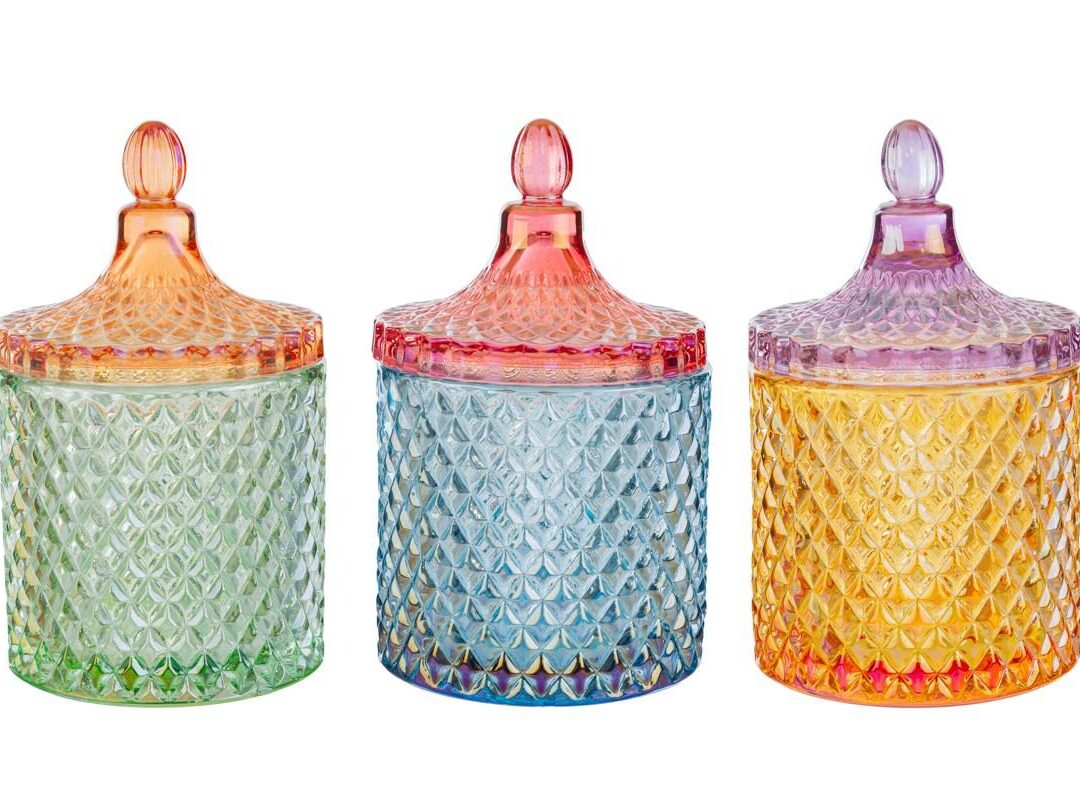 BOMBONIERA MATRIMONIO SCATOLA VETRO COLORATO 3 ASSORTITI