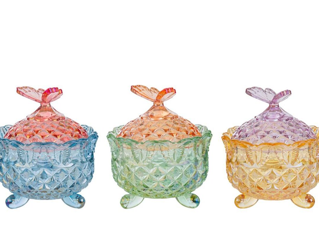 BOMBONIERA MATRIMONIO SCATOLA VETRO COLORATO 3 ASSORTITI
