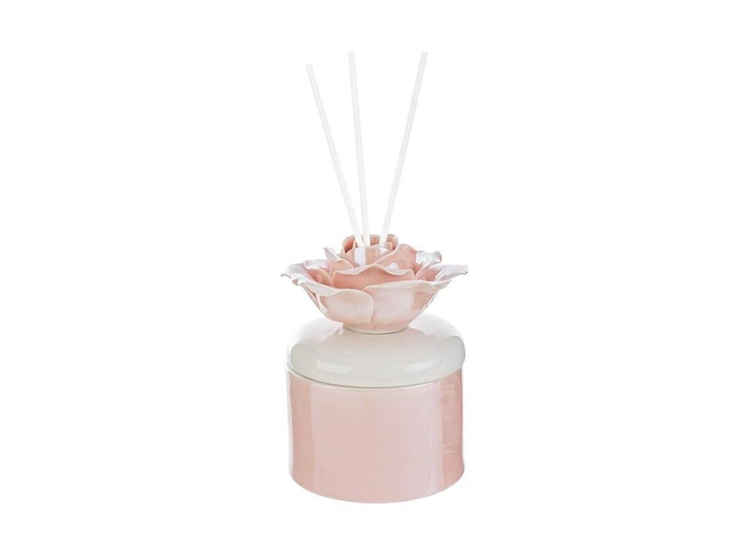 BOMBONIERA MATRIMONIO PROFUMATORE ROSA PORCELLANA CON ASTUCCIO