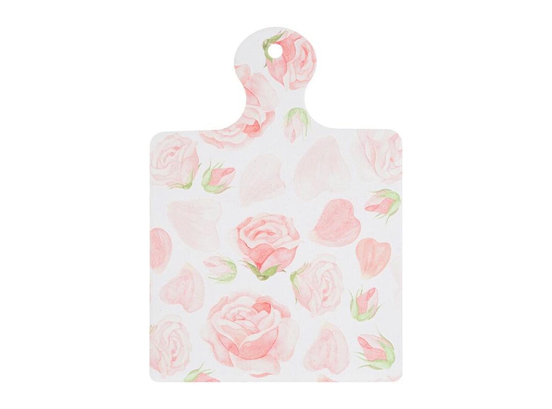 BOMBONIERA MATRIMONIO TAGLIERE CERAMICA DECORO ROSE CON ASTUCCIO