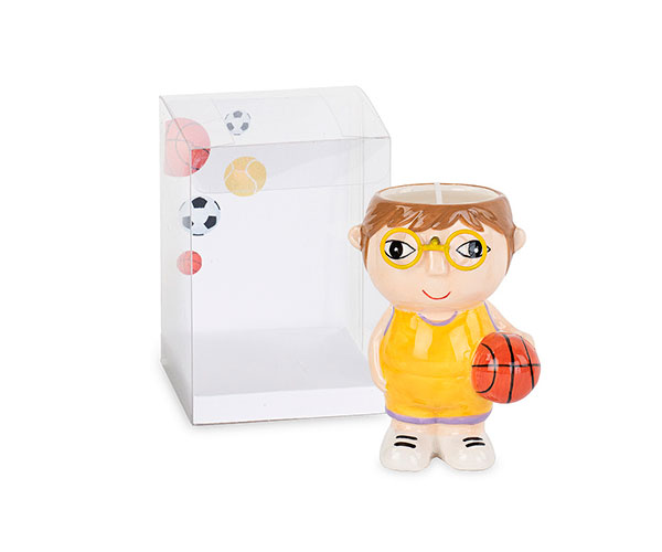 Bomboniere Comunione Bimbo Porcellana Candela Giocatore Basket