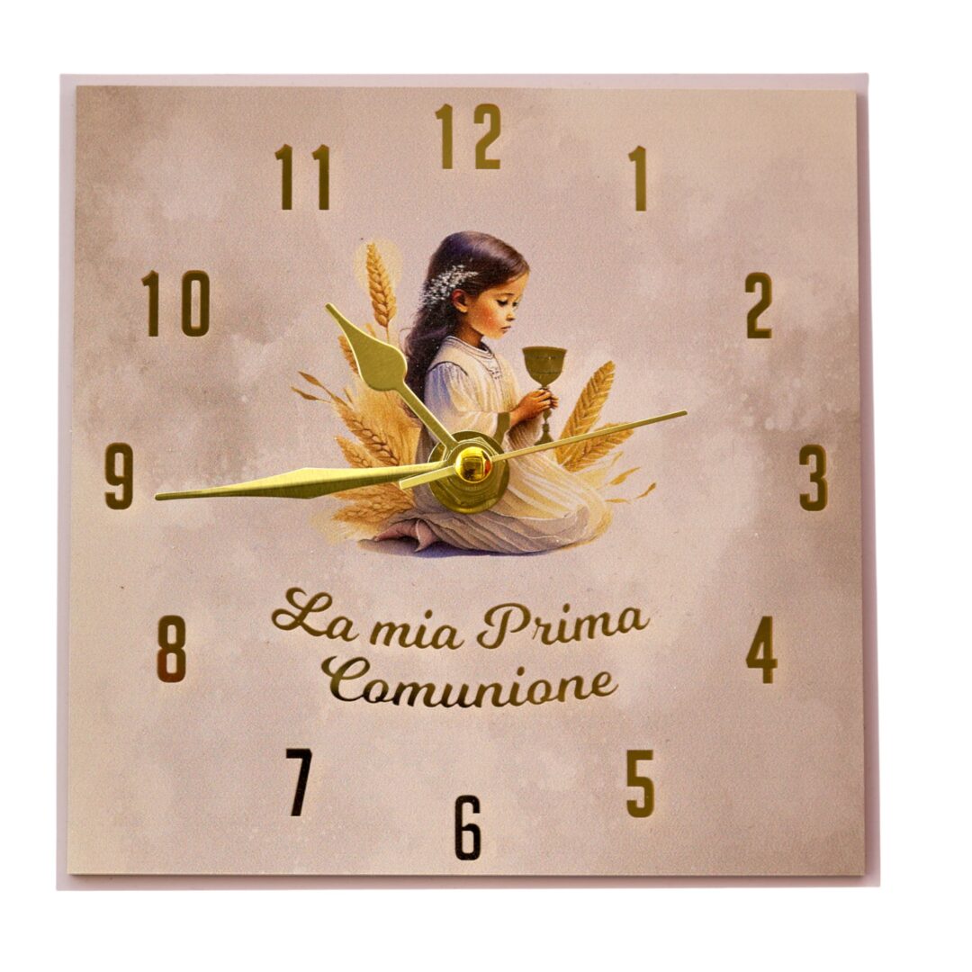 BOMBONIERA COMUNIONE OROLOGIO BIMBA CALICE DECORATO