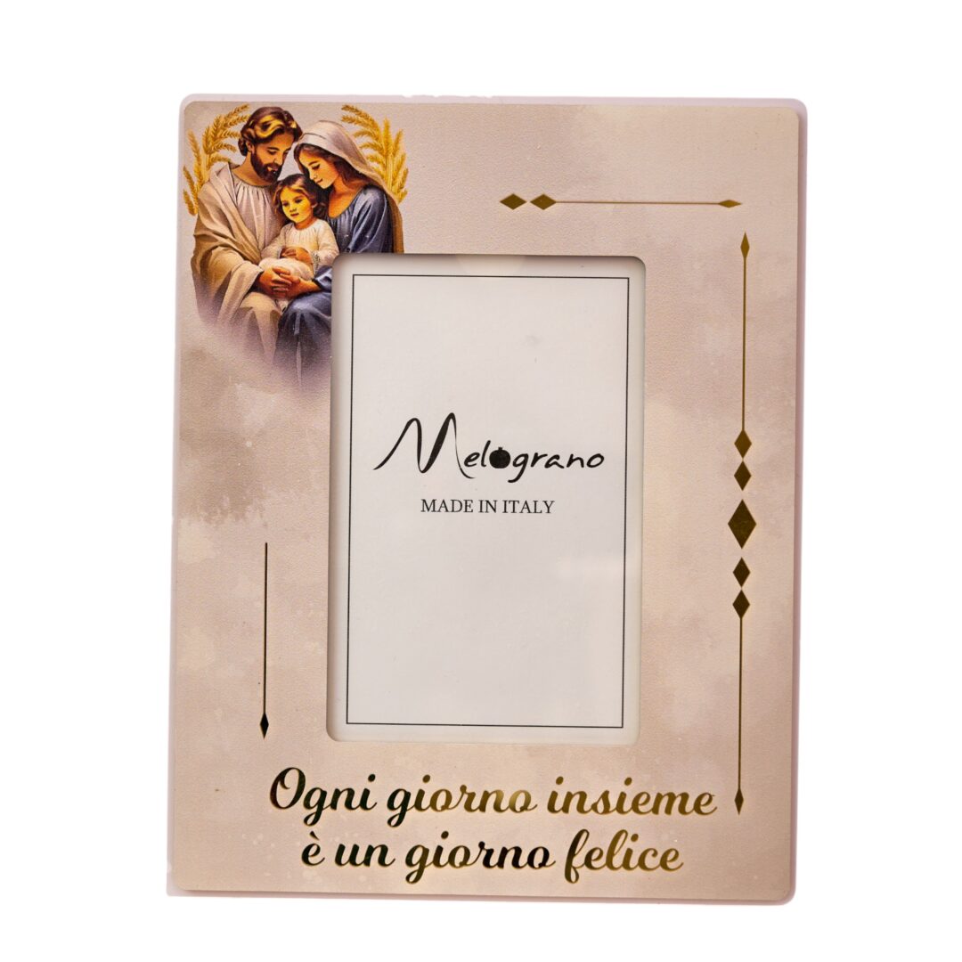 BOMBONIERA MATRIMONIO PORTAFOTO con DECORO ORO SACRA FAMIGLIA