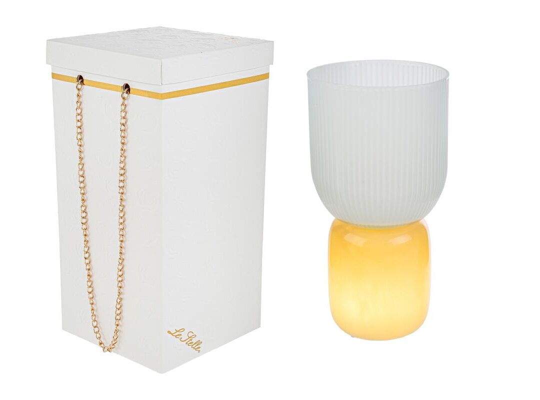 Bomboniera Idea Regalo Matrimonio Vaso Lampada Vetro Decorata con Box