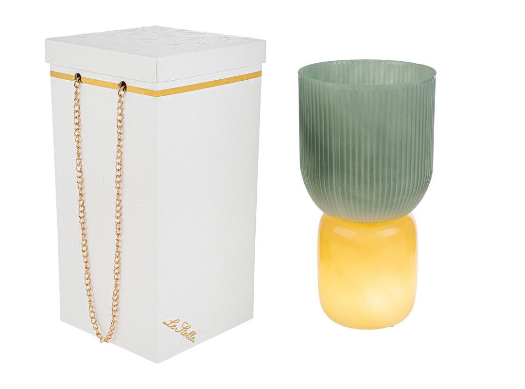 Bomboniera Idea Regalo Matrimonio Vaso Lampada Vetro Decorata con Box