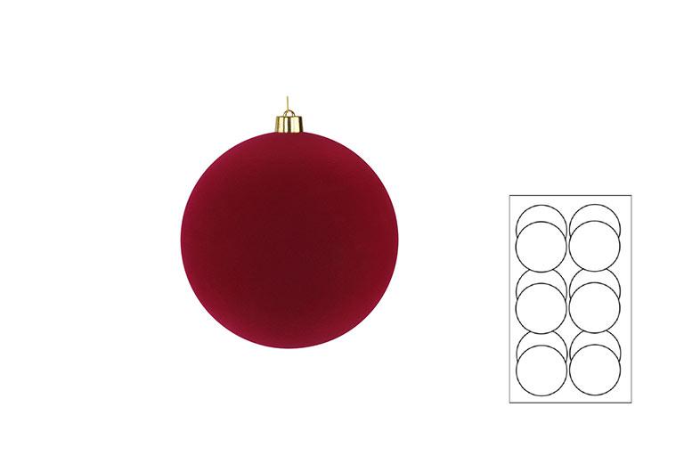 Set 12 Pz Palline Plastica Velluto Diam.6Cm Bordeaux