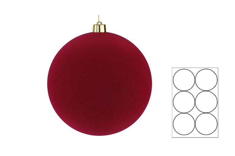 Set 6 Pz Palline Plastica Velluto Diam.12Cm Bordeaux