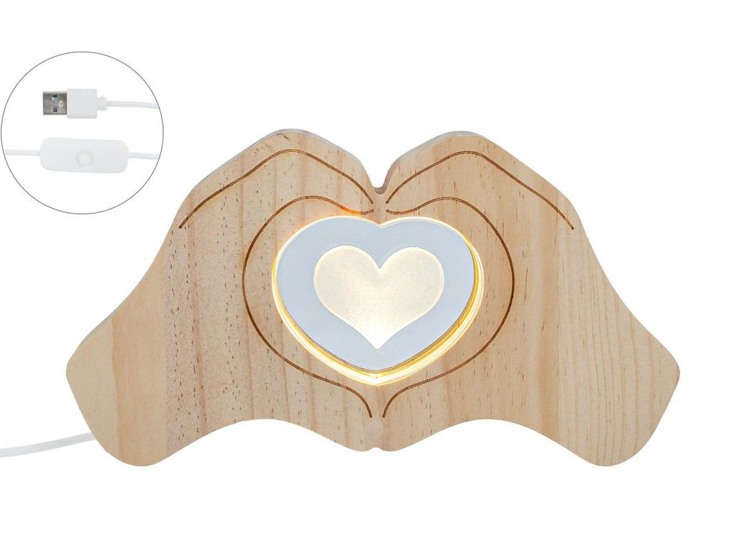 Bomboniera Lampada Led Cuore Mani