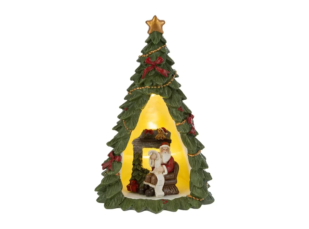 Albero Babbo Natale Resina Led 12X10Xh.18Cm