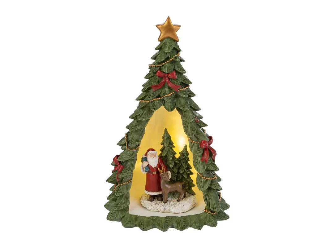 Albero Babbo Natale Resina Led 15X15Xh.25Cm