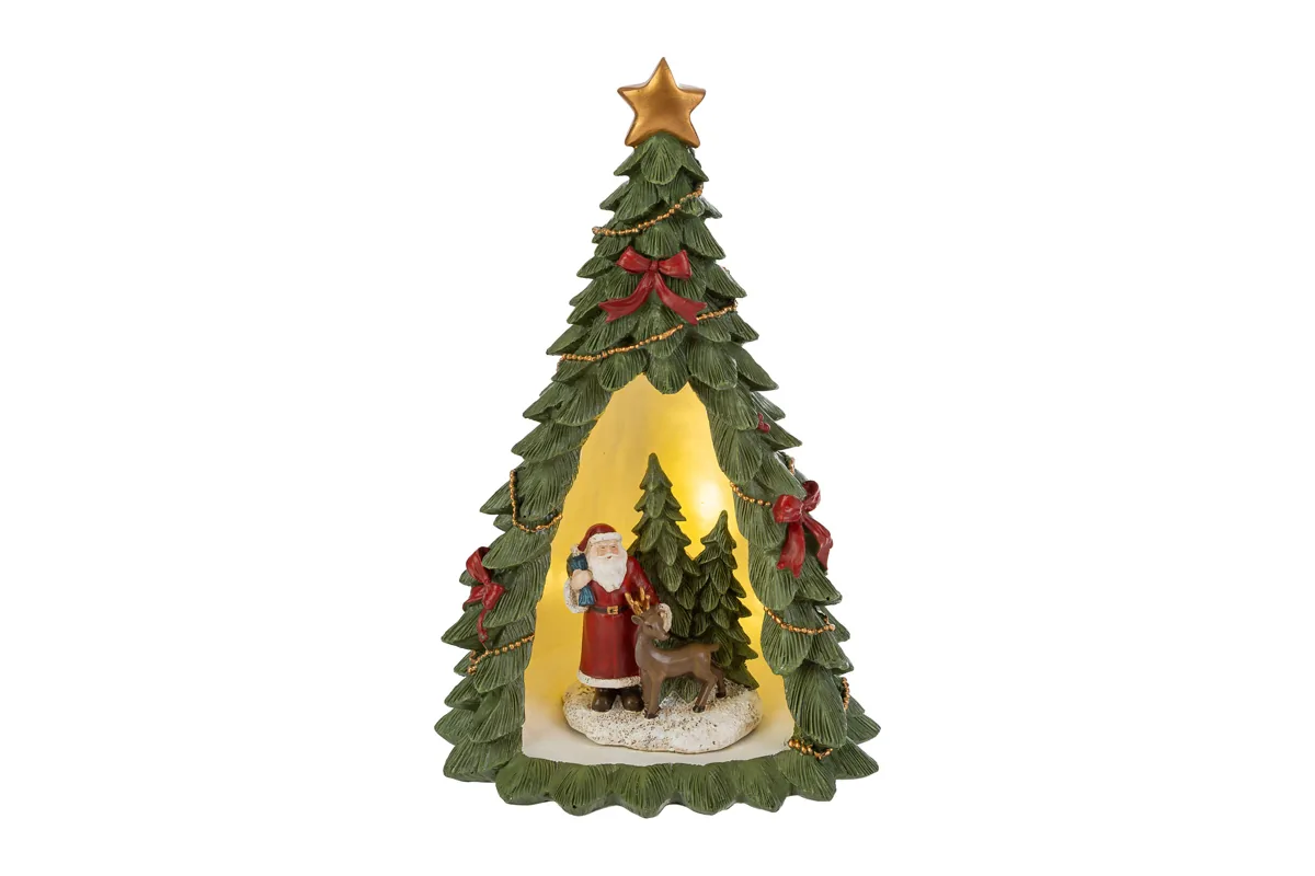 Albero Babbo Natale Resina Led 15X15Xh.25Cm