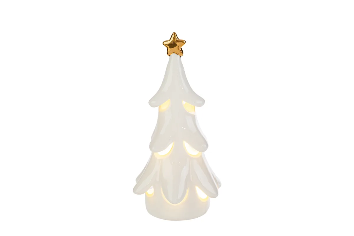 Albero Bianco Led Porcellana 9,5X8,5Xh.18Cm Albero Bianco Led Porcellana 9,5X8,5Xh.18Cm