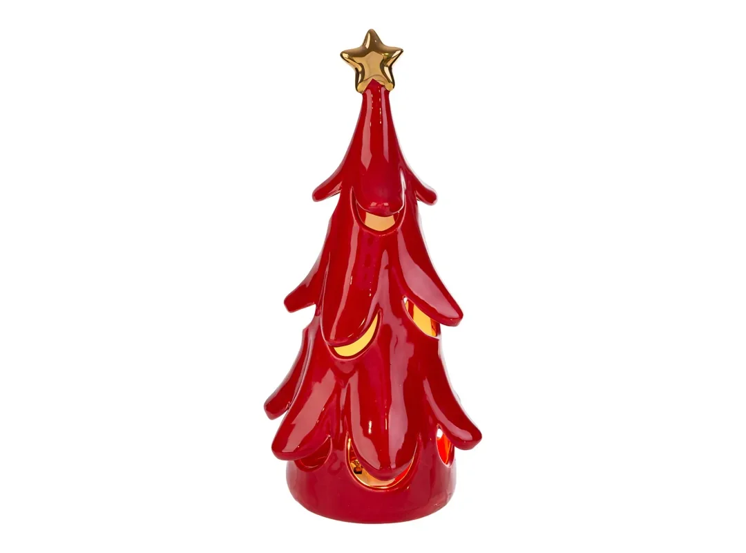 Albero Rosso Led Porcellana 13X11,5Xh.26Cm