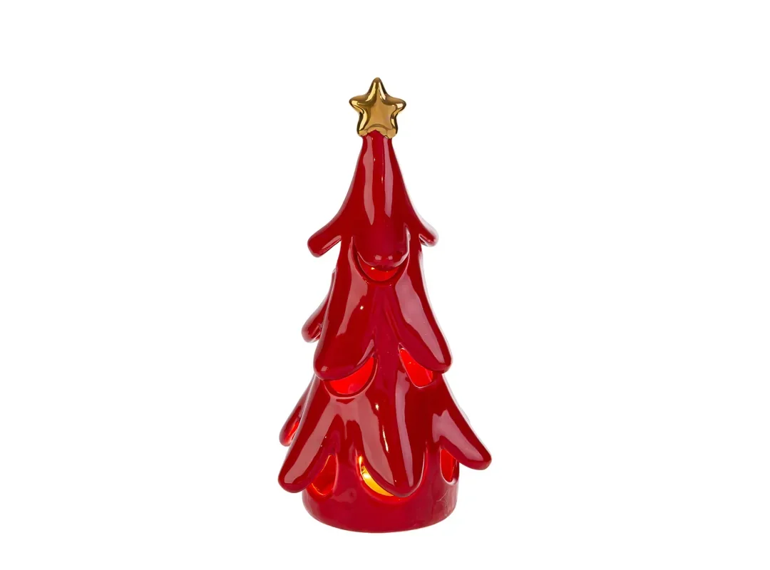 Albero Rosso Led Porcellana 9,5X8,5Xh.18Cm