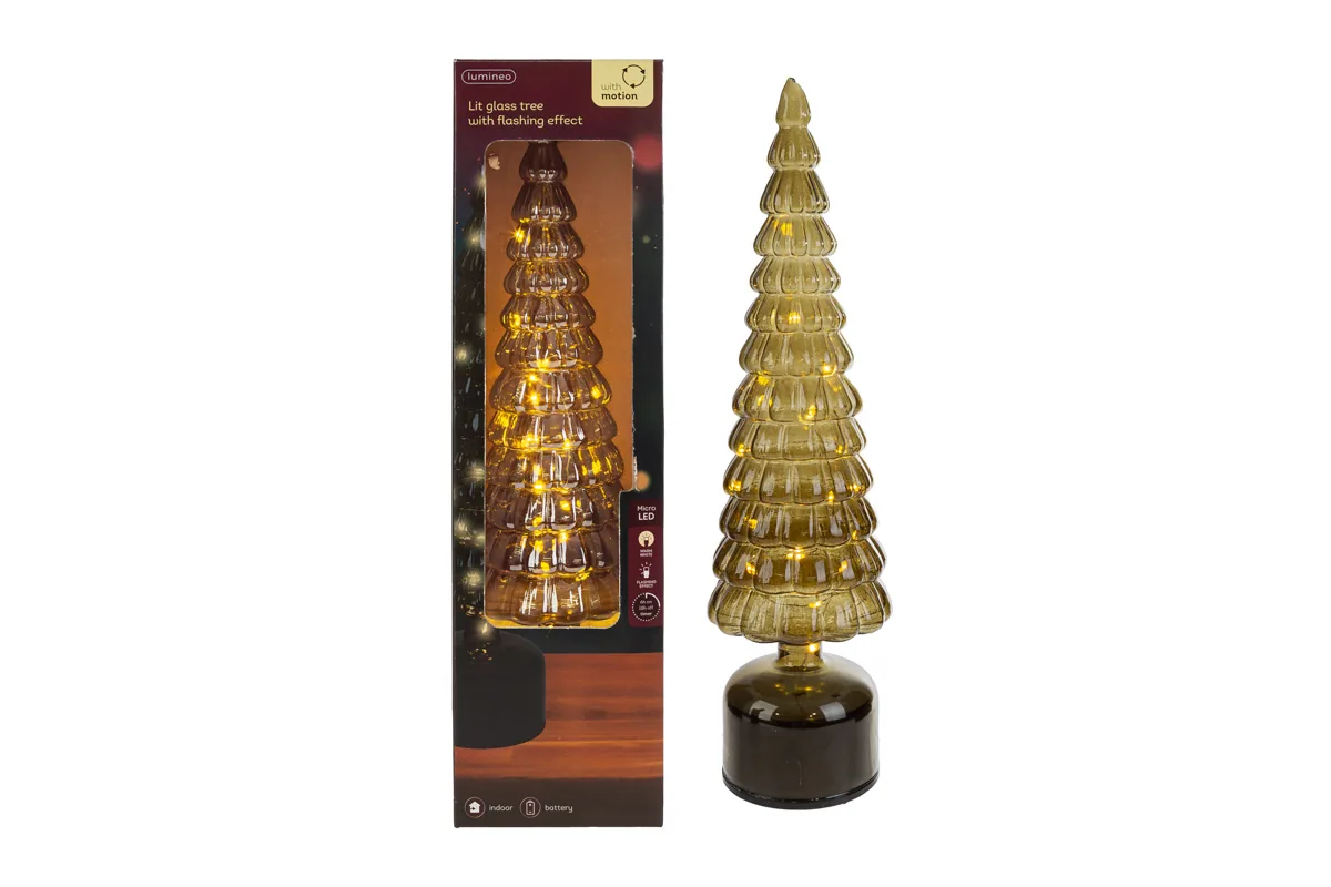 Albero Rotante Natalizio Vetro Con Luci Col.Verde 11Xh.39Cm Albero Rotante Natalizio Vetro Con Luci Col.Verde 11Xh.39Cm