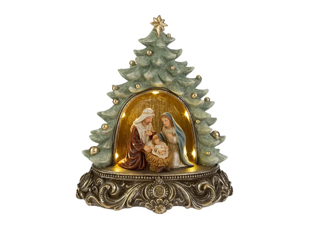 Albero Sacra Famiglia Resina Led 19,5X12,5X22,5Cm