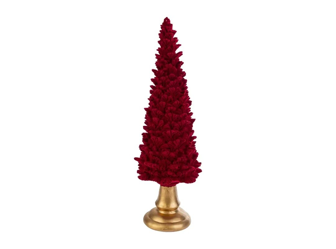Albero Velluto Rosso In Resina 10X10X30Cm