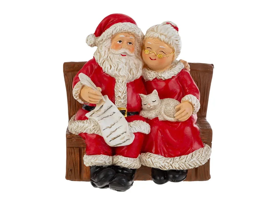 Babbo E Mamma Natale In Resina 14,5X10,5Xh.15Cm