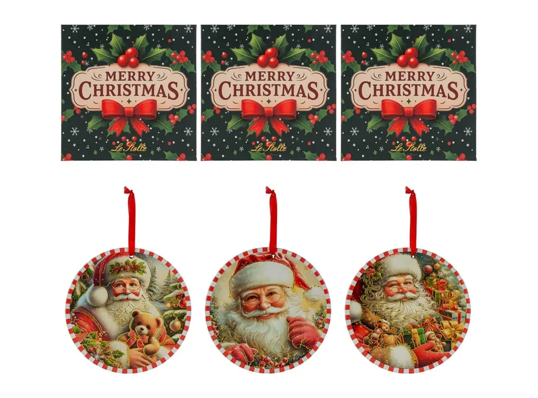 Mattonella Babbo Natale C/Astuccio 3Ass.Diam.20Cm