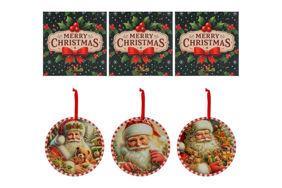 Mattonella Babbo Natale C/Astuccio 3Ass.Diam.20Cm