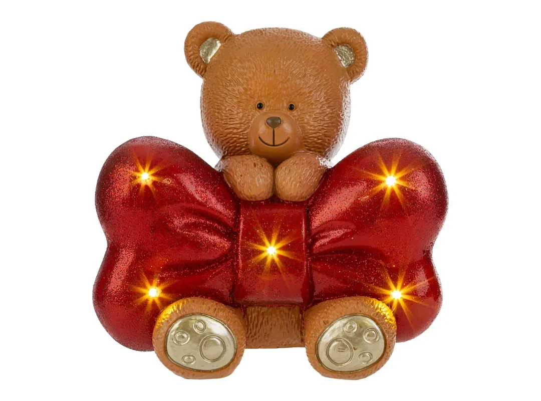 Orsetto Fiocco Resina Led 19X14X18Cm