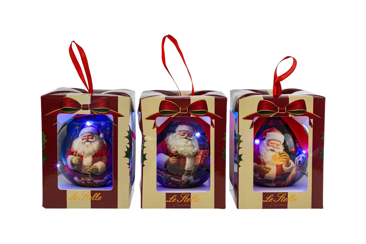 Pallina Plastica Led Dec.Babbo Natale 3Ass.Diam.8Cm Pallina Plastica Led Dec.Babbo Natale 3Ass.Diam.8Cm