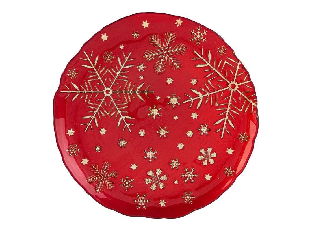 Piatto Vetro Rosso Diam.33Cm