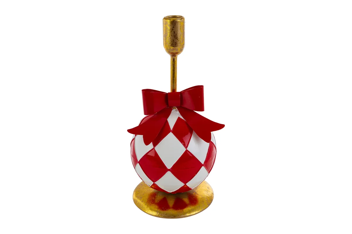 Portacandele Fiocco Metallo Natalizio 14X14Xh.30Cm Portacandele Fiocco Metallo Natalizio 14X14Xh.30Cm