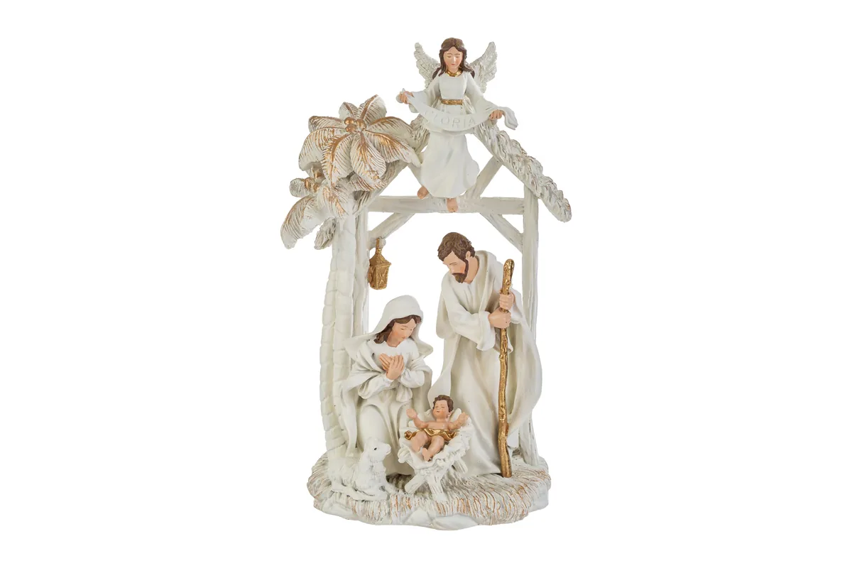 Sacra Famiglia Resina Bianca 18X12X33Cm