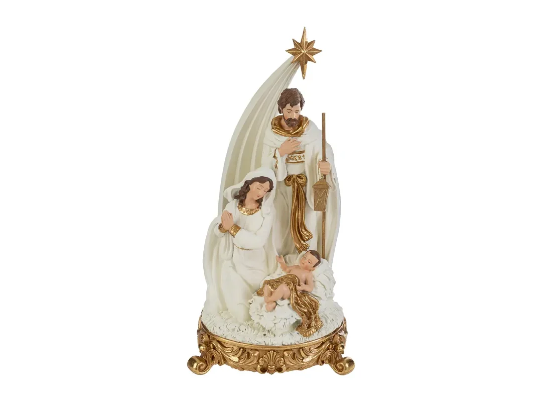 Sacra Famiglia Resina Bianca 19X17X39Cm