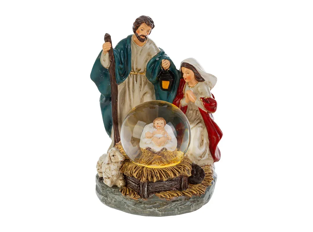Sacra Famiglia Resina Led 10X9,5Xh.15Cm