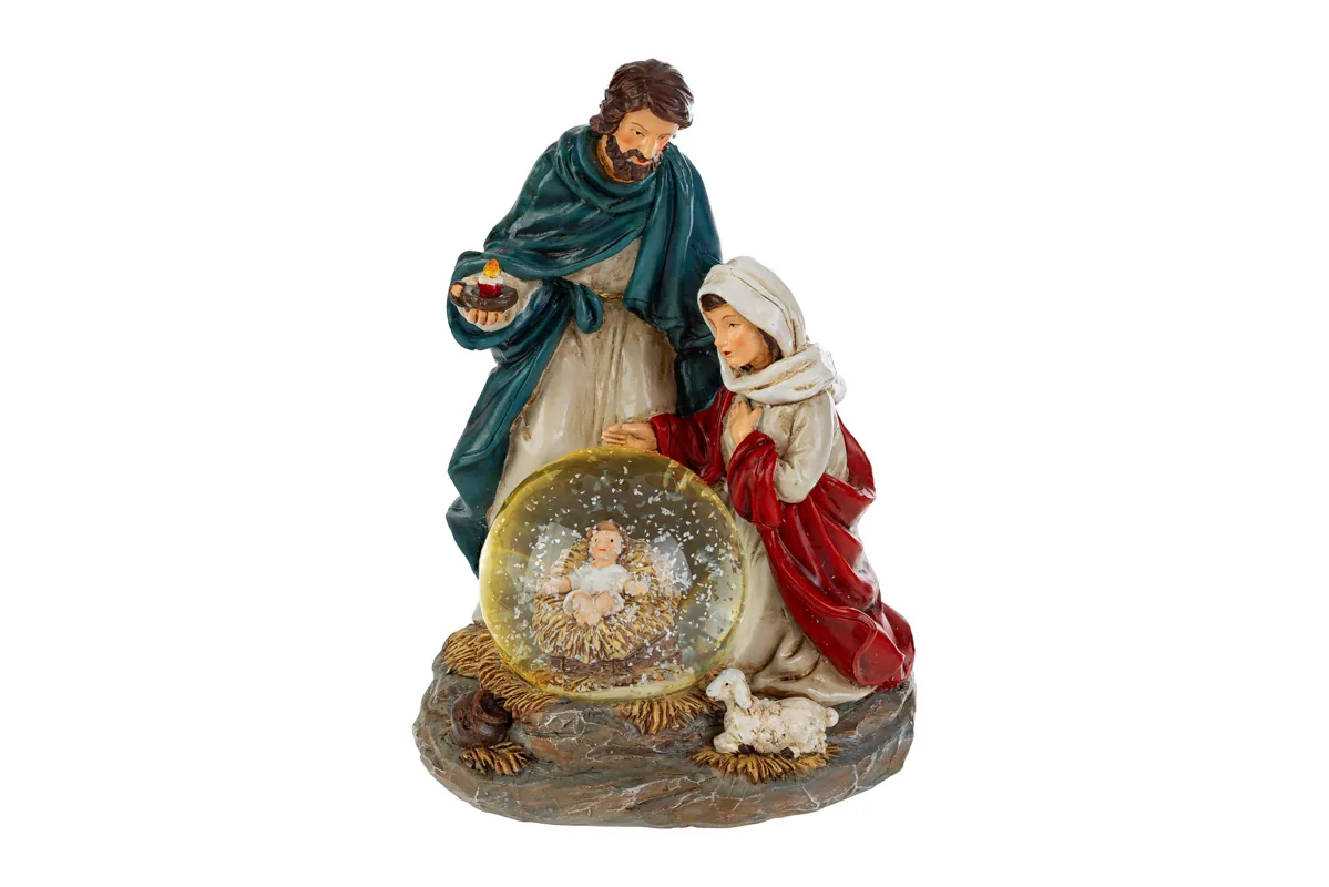 Sacra Famiglia Resina Led 12X10Xh.18,5Cm