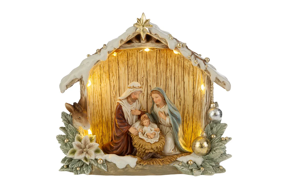 Sacra Famiglia Resina Led 18X6,5X16Cm