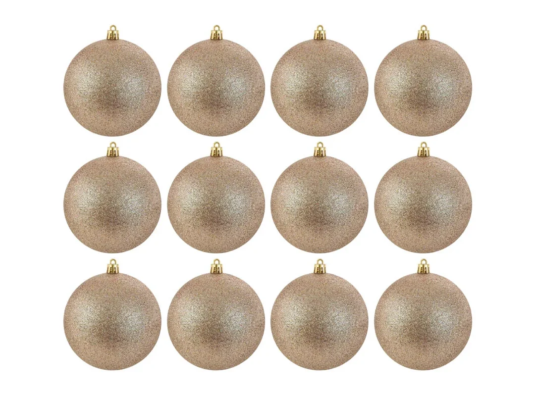 Set 12Pz Pallina Glitter Champagne Diam.10Cm