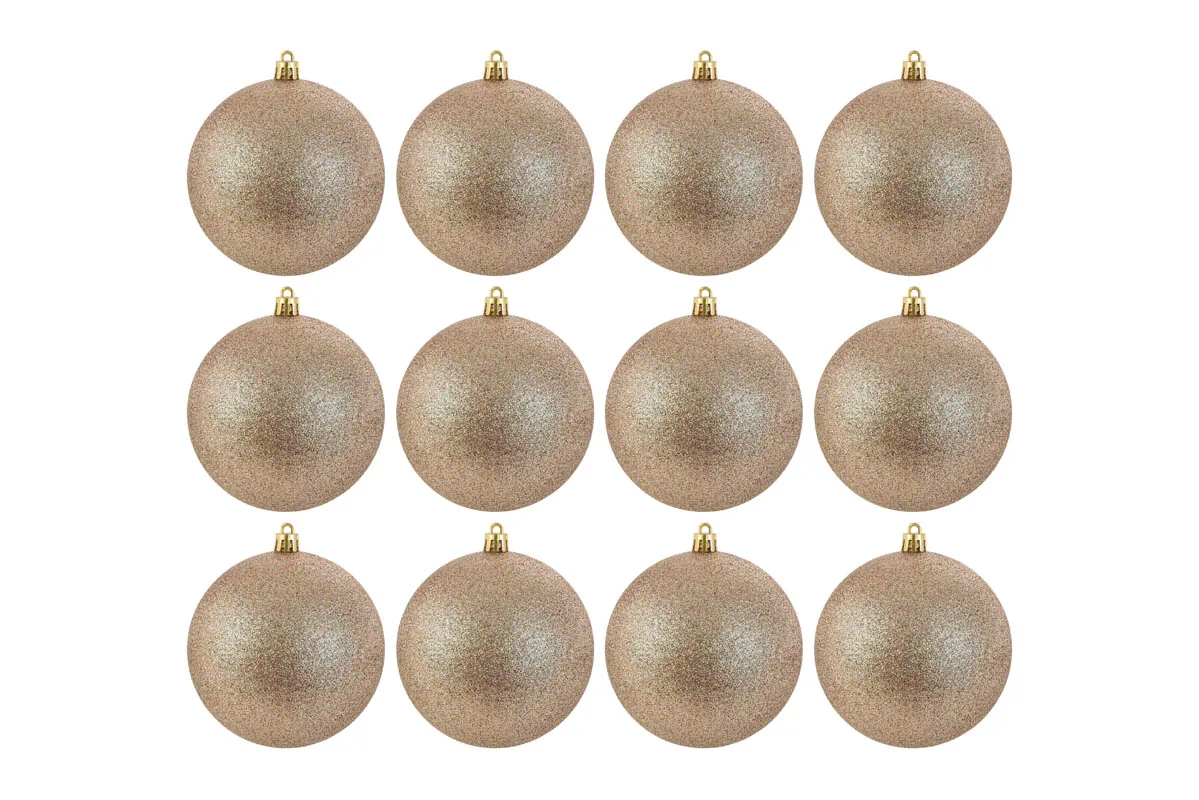 Set 12Pz Pallina Glitter Champagne Diam.10Cm