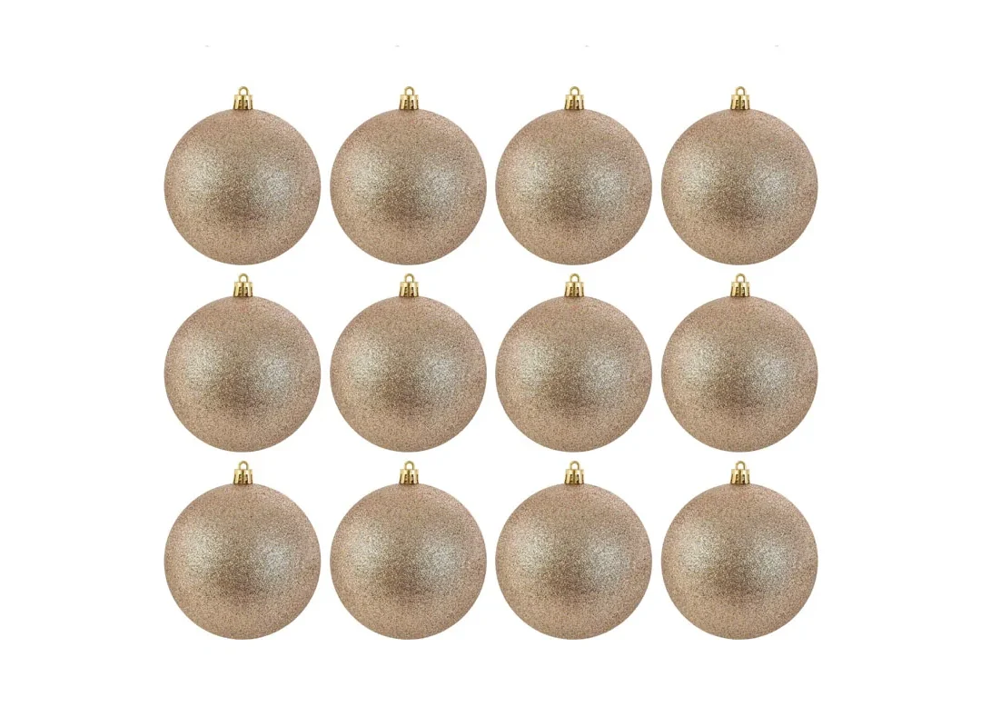 Set 12Pz Pallina Glitter Champagne Diam.8Cm