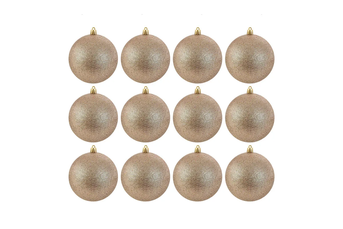 Set 12Pz Pallina Glitter Champagne Diam.8Cm