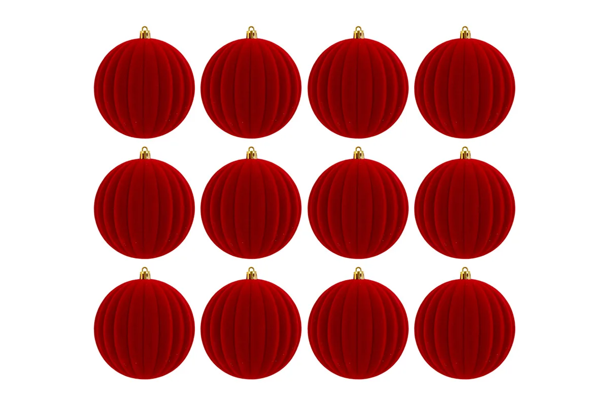 Set 12Pz Pallina Plastica Velluto “Watermelon” Diam.10Cm Rosso Set 12Pz Pallina Plastica Velluto "Watermelon" Diam.10Cm Rosso