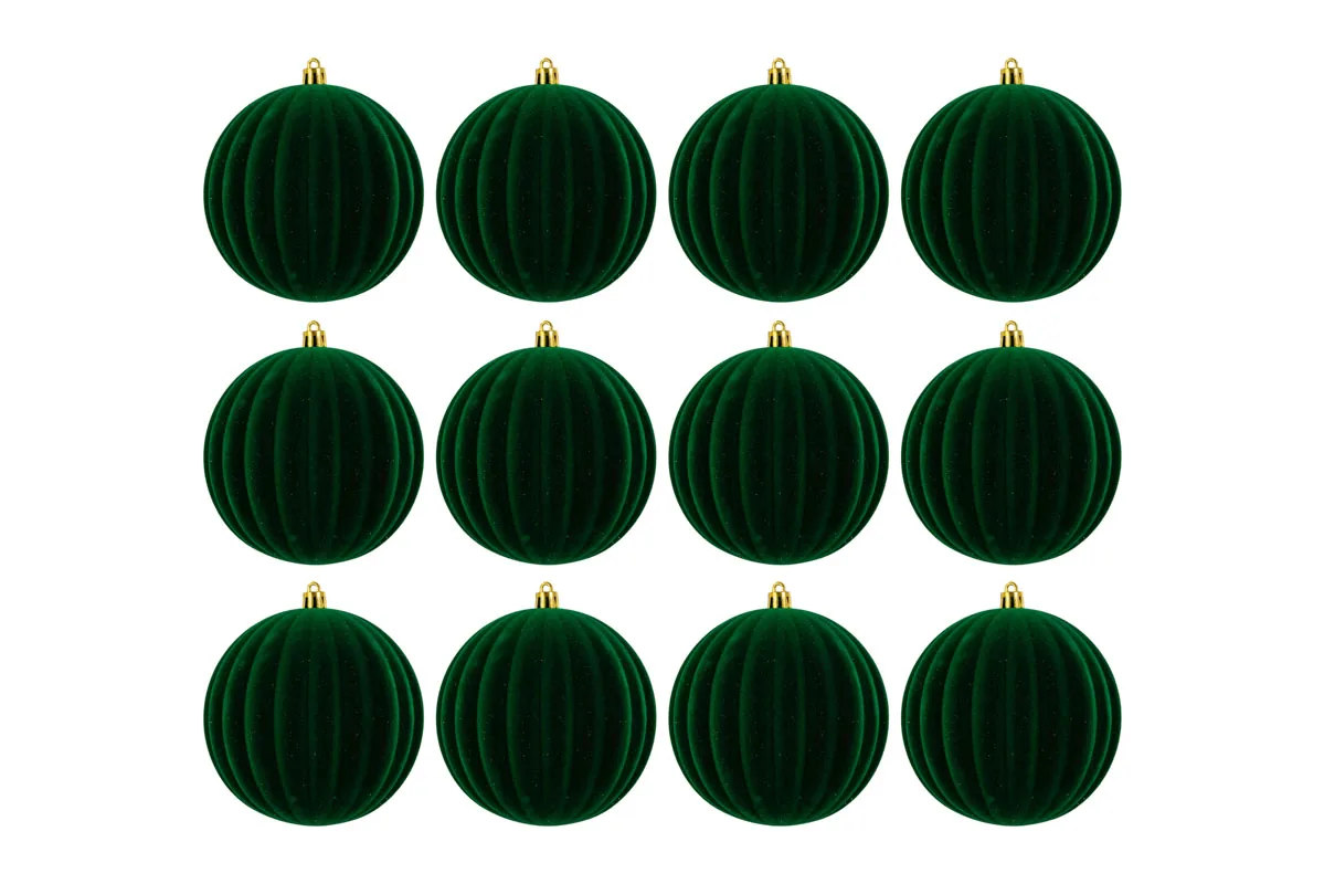 Set 12Pz Pallina Plastica Velluto "Watermelon" Diam.10Cm Verde